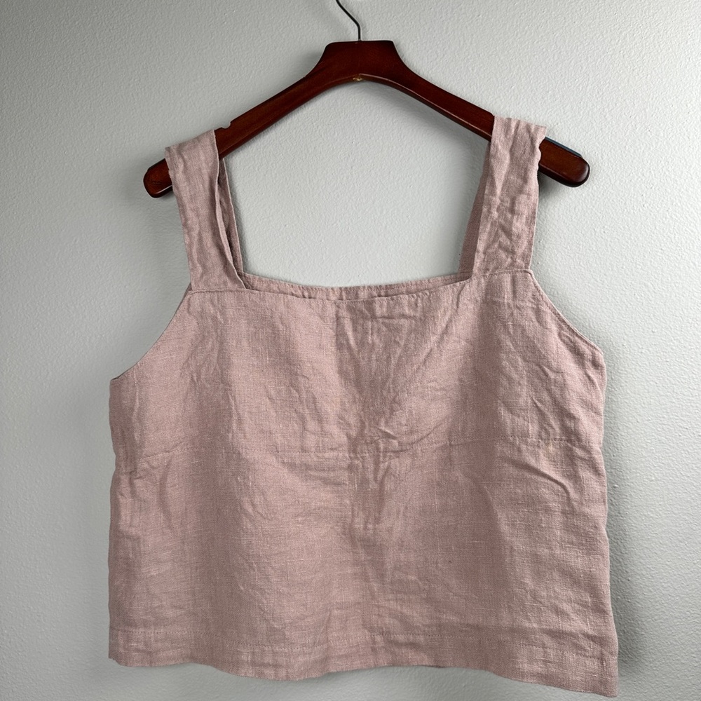Lotte Linen Women’s Size Large Tank Top Luxury Dusty Rose 100% Cotton